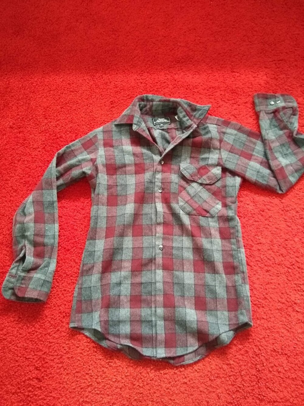 vintage 80s checked plaid wool casual button down